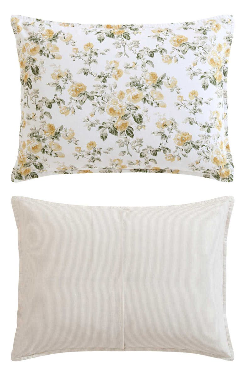 Laura Ashley Roses 7-Piece Cotton Comforter Set, Alternate, color, Gold/ Green