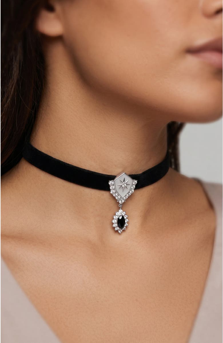 RETRO CHIC Guardian of the Galaxy Choker, Alternate, color, Black & Sliver&Crystal Clear