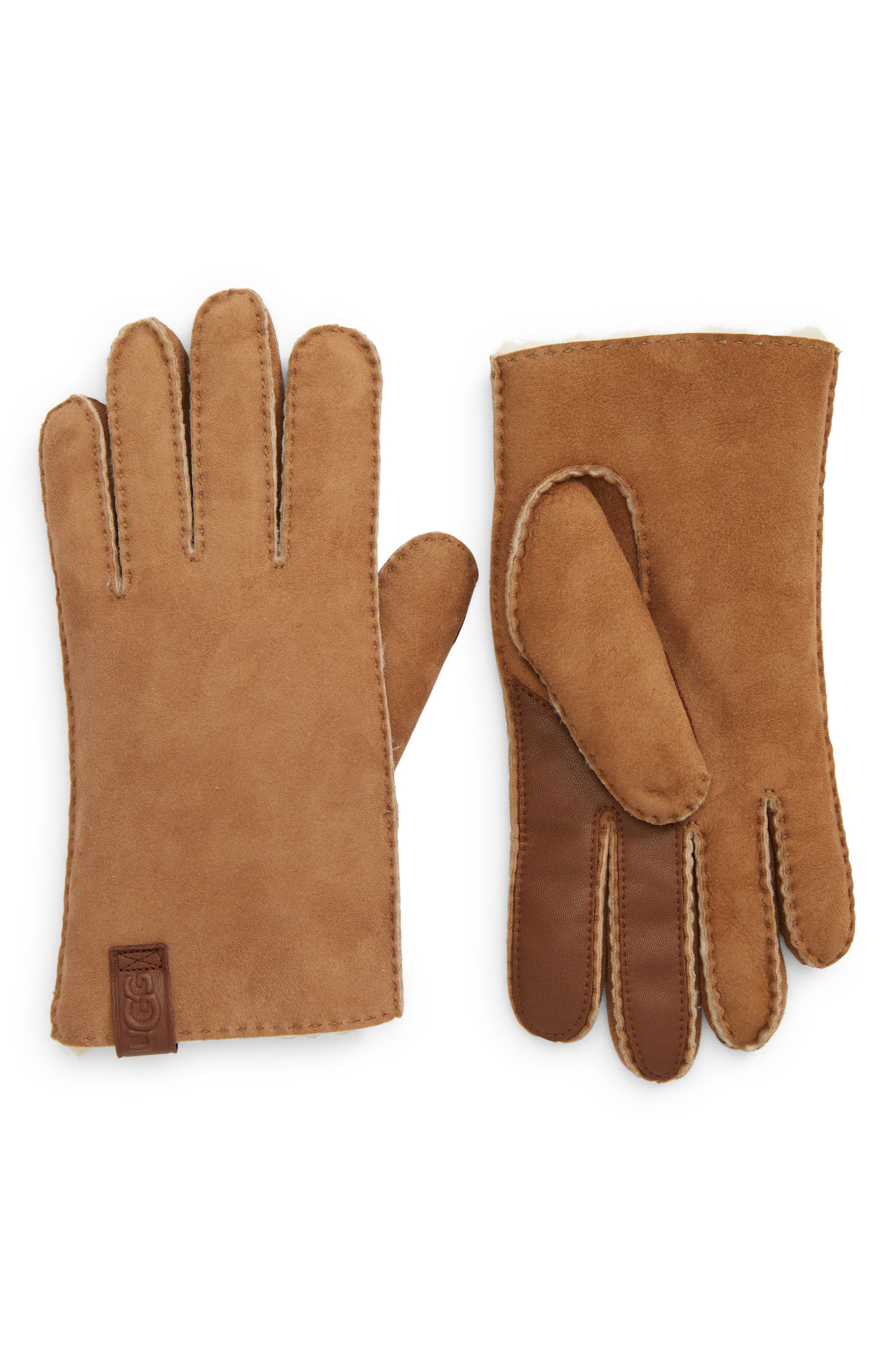 Men's Whipstitch Genuine Shearling Gloves