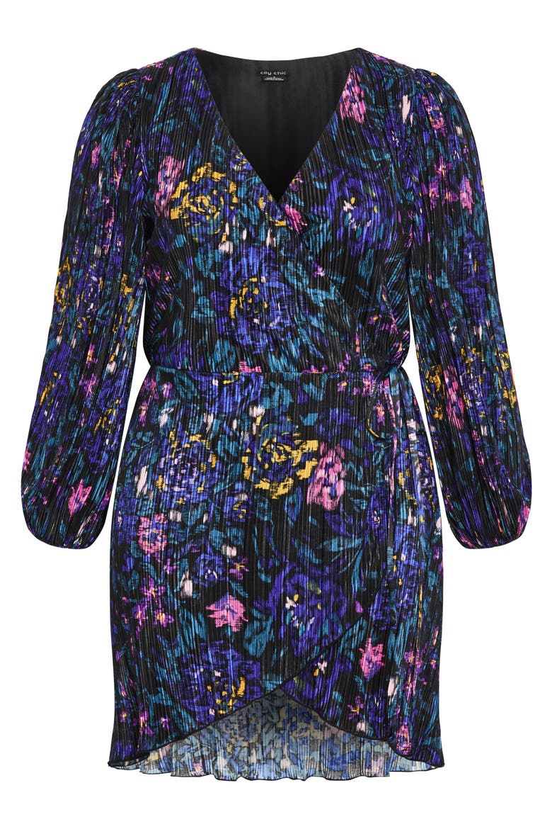 Kira Floral Print Wrap Minidress, Alternate, color, ETCHED FLORAL