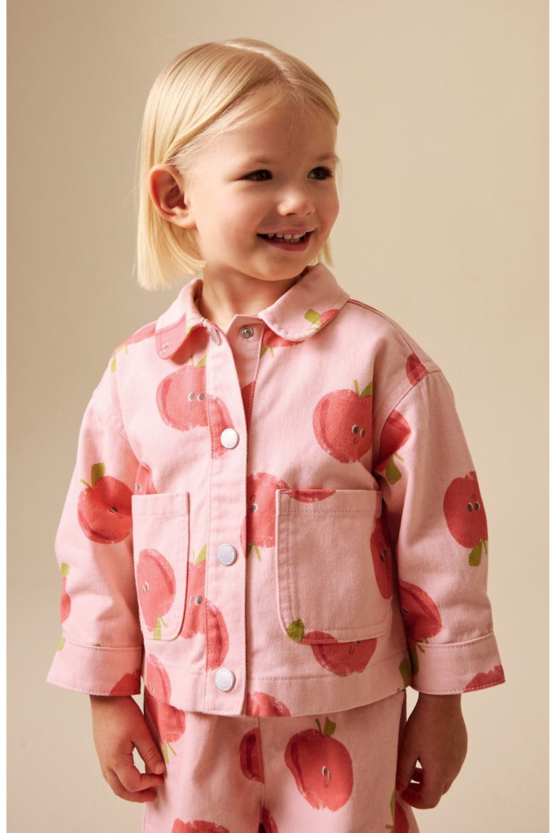 Kids' Apple Graphic Jacket & Shorts Set, Alternate, color, PINK
