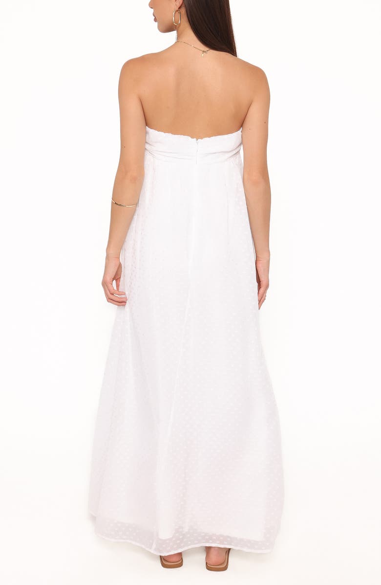 Petal & Pup Vee Clip Dot Strapless Maxi Dress, Alternate, color, White