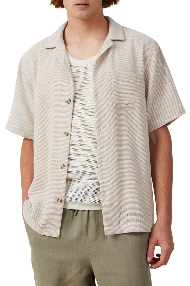 Palma Cotton Camp Shirt, Main, color, ECRU