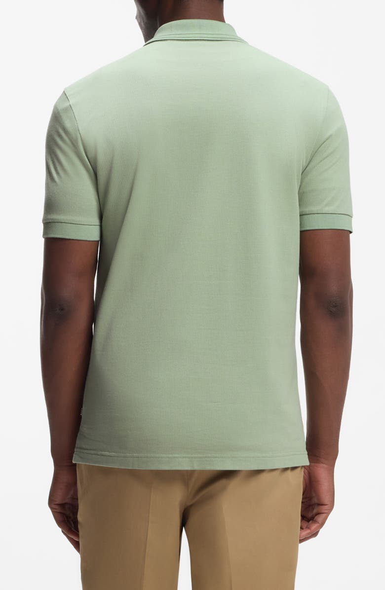 BOSS Paras Solid Lyocell & Cotton Zip Polo, Alternate, color, Open Green