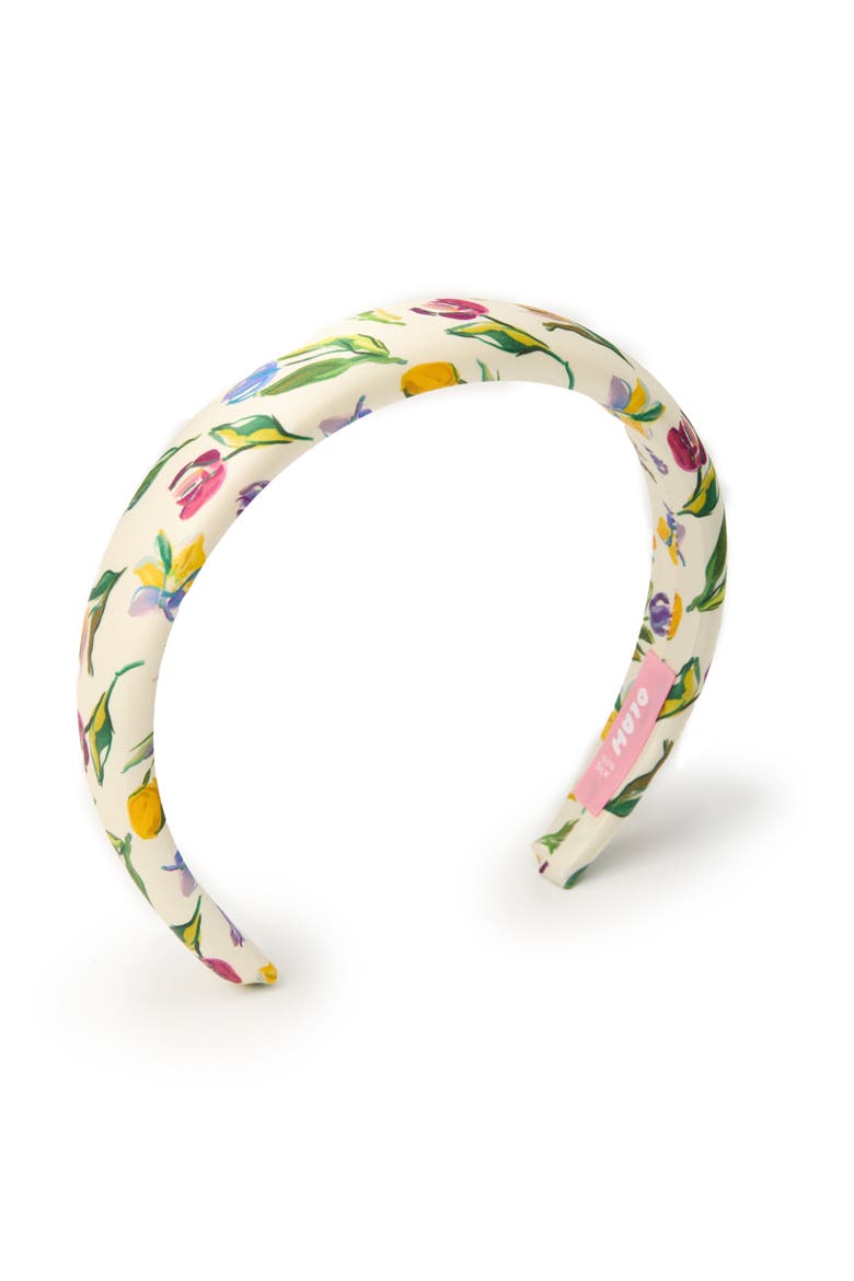 Tulip Silk Headband, Main, color, Cream