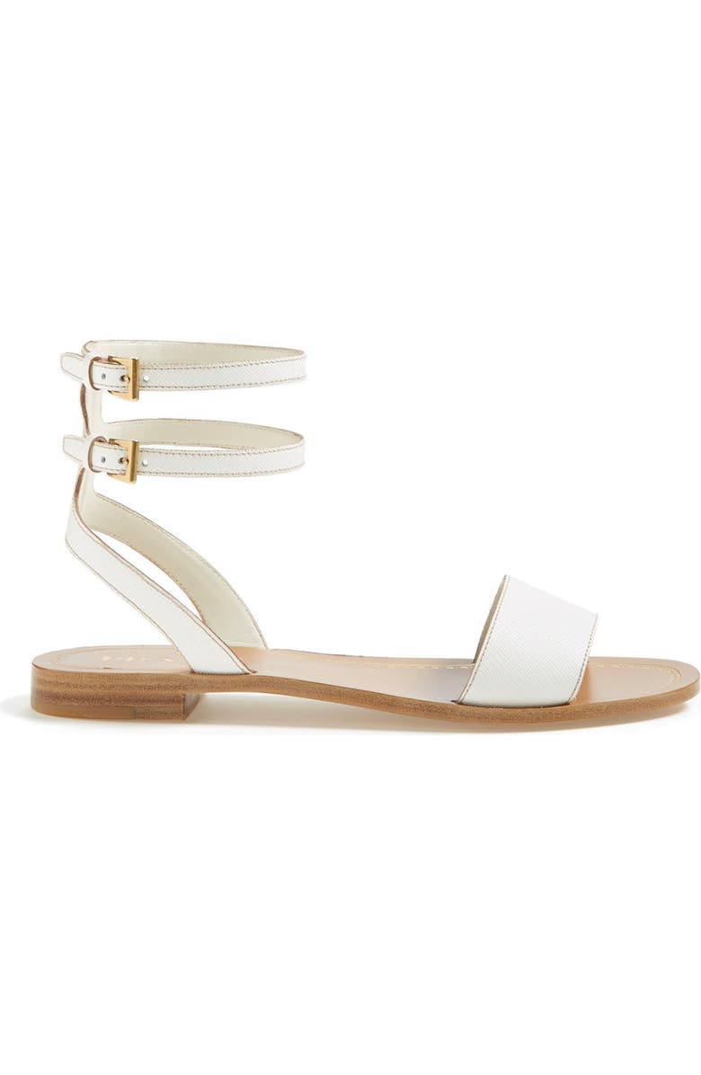 Prada Double Ankle Strap Flat Sandal, Alternate, color,