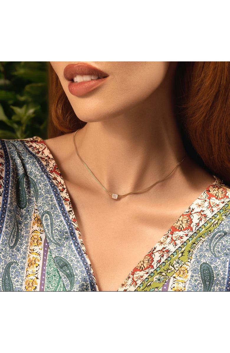 Karma and Luck Protect & Balance - Mother of Pearl Evil Eye June Birthstone Necklace, Alternate, color, Gold/White