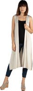 24seven Comfort Apparel Sleeveless Long Cardigan Vest with Side Slit