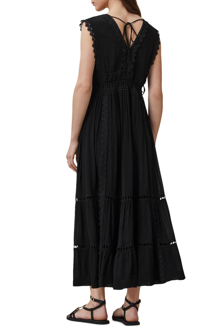 Xanthe Lace Trim Maxi Sundress, Alternate, color, BLACK
