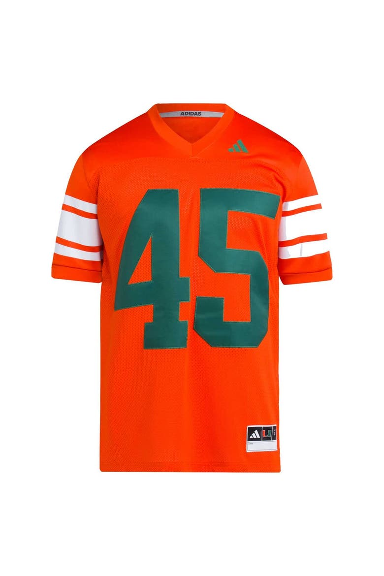 Men's adidas  #45 Orange Miami Hurricanes Football Icon Premier Jersey, Alternate, color, Orange