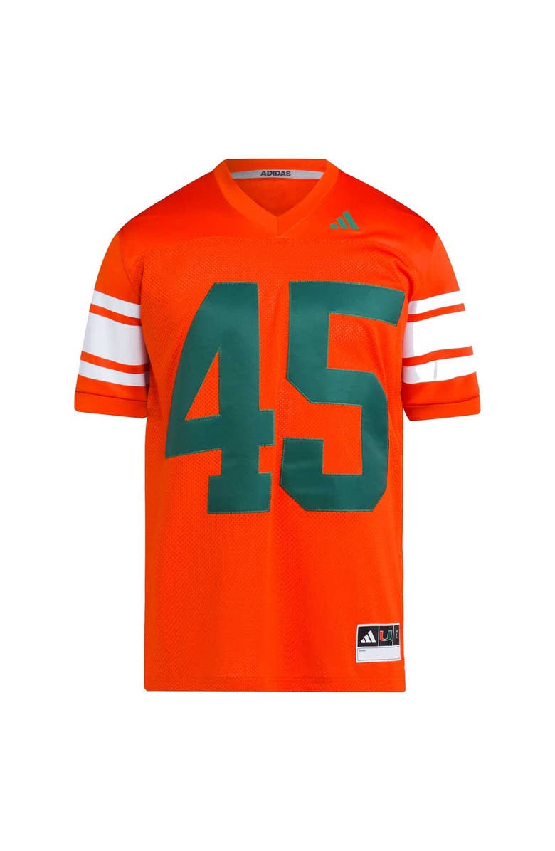 adidas Men's adidas  #45 Orange Miami Hurricanes Football Icon Premier Jersey, Alternate, color, Orange