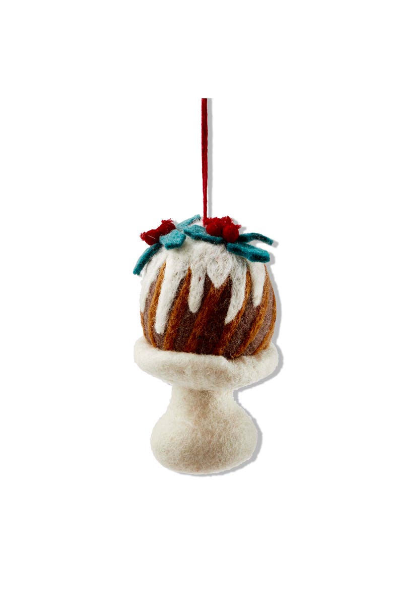 Holiday Bundt Cake Ornament Multicolor Wool Tree Decor, Main, color, White