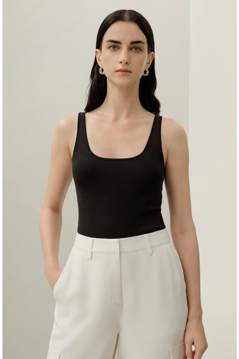 Women's Milano Knit Silk Viscose Tank Top, Alternate, color, Black
