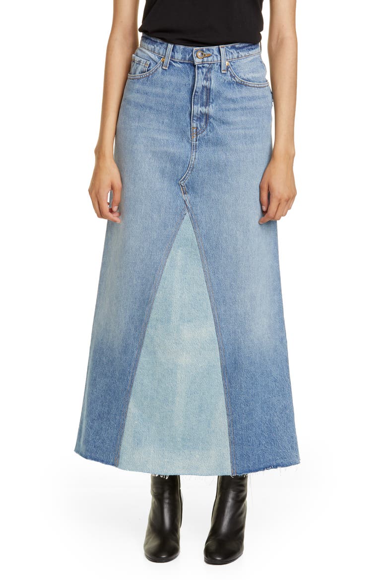 Magdalena Reconstructed Denim Midi Skirt, Main, color, SANTA CRUZ