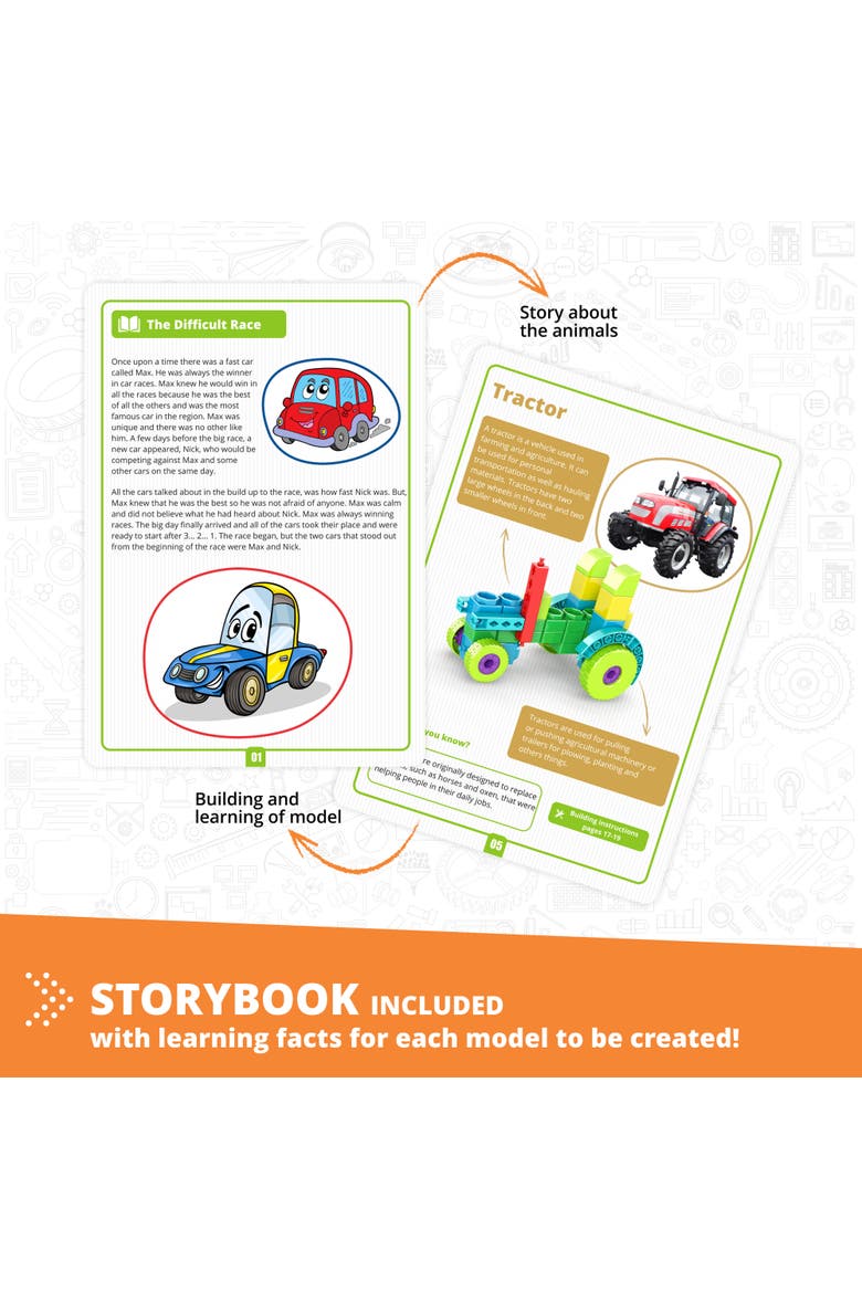 Steam Labs Junior Learning About Vehicles 5 Model Toy Brick Building, Alternate, color, Multicolored