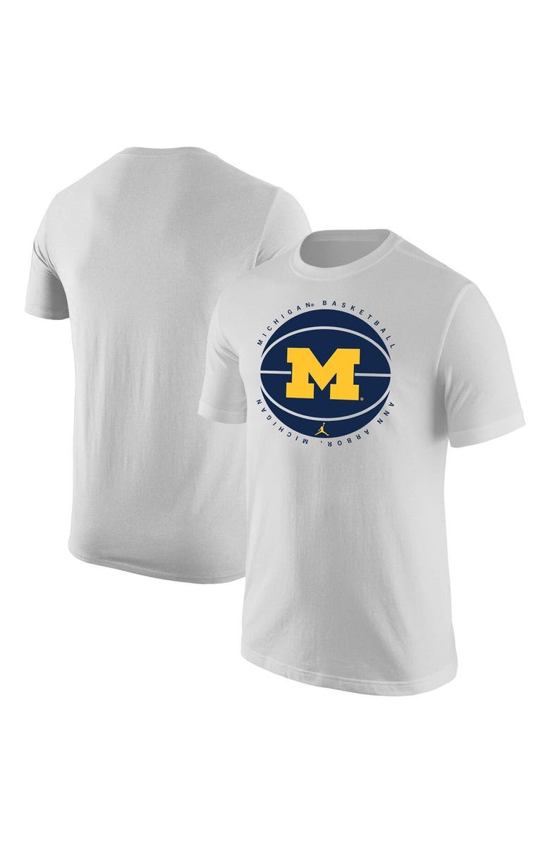 Jordan Brand Men's Jordan Brand White Michigan Wolverines Basketball Logo T-Shirt, Main, color, 