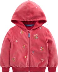 Mini Boden Kids' Velour Zip-Through Hoodie