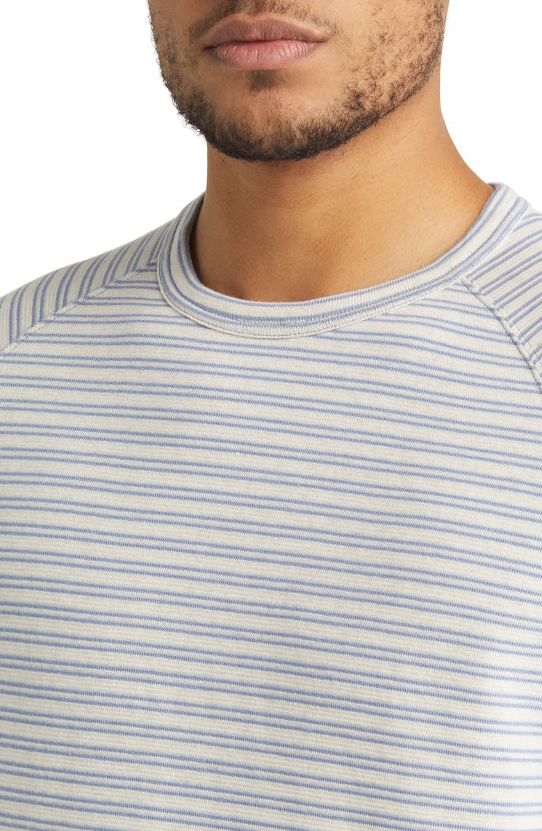 Vince Stripe Stretch Cotton Gauze Sweater, Alternate, color, H Bone/ Pacific Blue