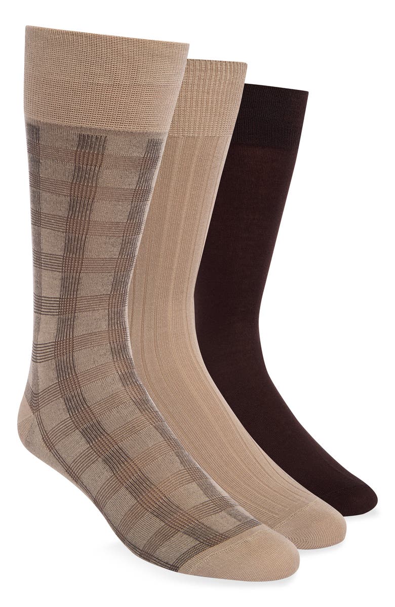 Lorenzo Uomo 3-Pack Dress Socks, Main, color, Brown
