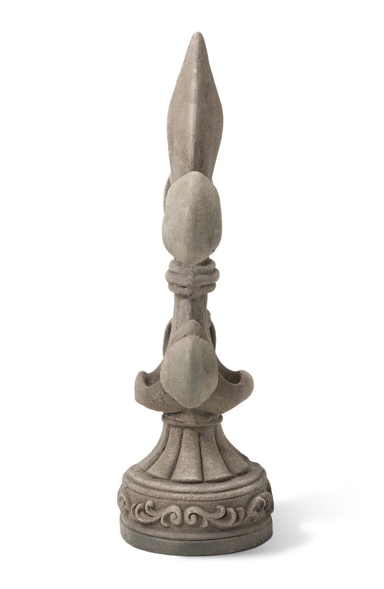 Glitzhome 27.25"H MGO Standing Fleur De Lis French Holiness Garden Statue, Alternate, color,