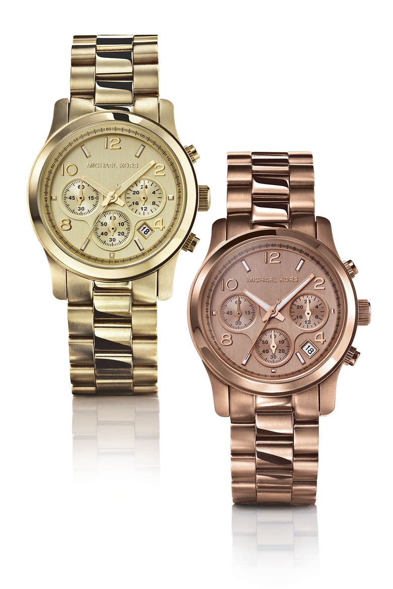 Michael Kors 'Runway' Rose Gold Plated Watch, 37mm, Alternate, color, ROSE GOLD
