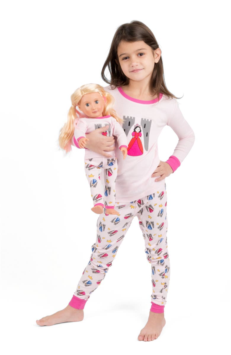 Leveret Girls & Matching Doll 2-pc. Cotton Pajamas, Fantasy & Character Prints, Alternate, color, Princess