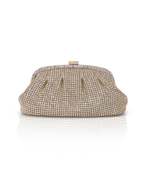 Khari Rhinestone Pleated Clutch