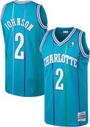 Mitchell & Ness Men's Mitchell & Ness Larry Johnson Teal Charlotte Hornets 1992/93 Hardwood Classics Swingman Jersey