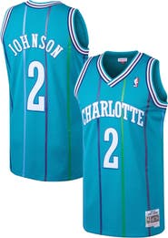 Mitchell & Ness Men's Mitchell & Ness Larry Johnson Teal Charlotte Hornets 1992/93 Hardwood Classics Swingman Jersey
