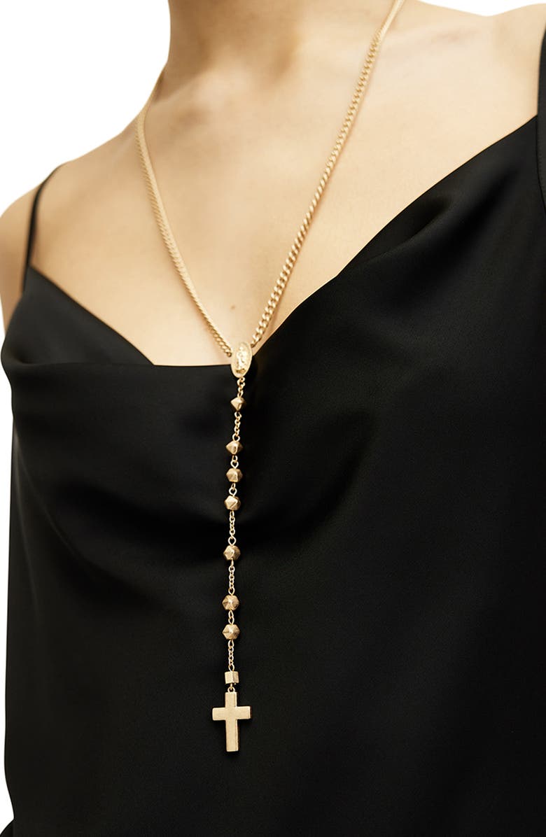 AllSaints Cross Y-Necklace, Alternate, color,