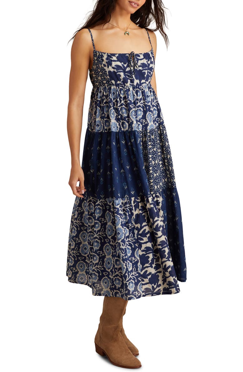Lucky Brand Patchwork Mix Cotton Midi Sundress, Alternate, color, 