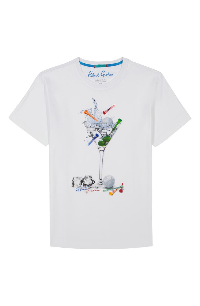 Robert Graham On the Green Cotton Graphic T-Shirt, Alternate, color, White