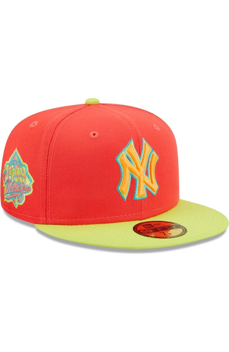 New Era Men's New Era Red/Neon Green New York Yankees Lava Highlighter Combo 59FIFTY Fitted Hat, Main, color, Red