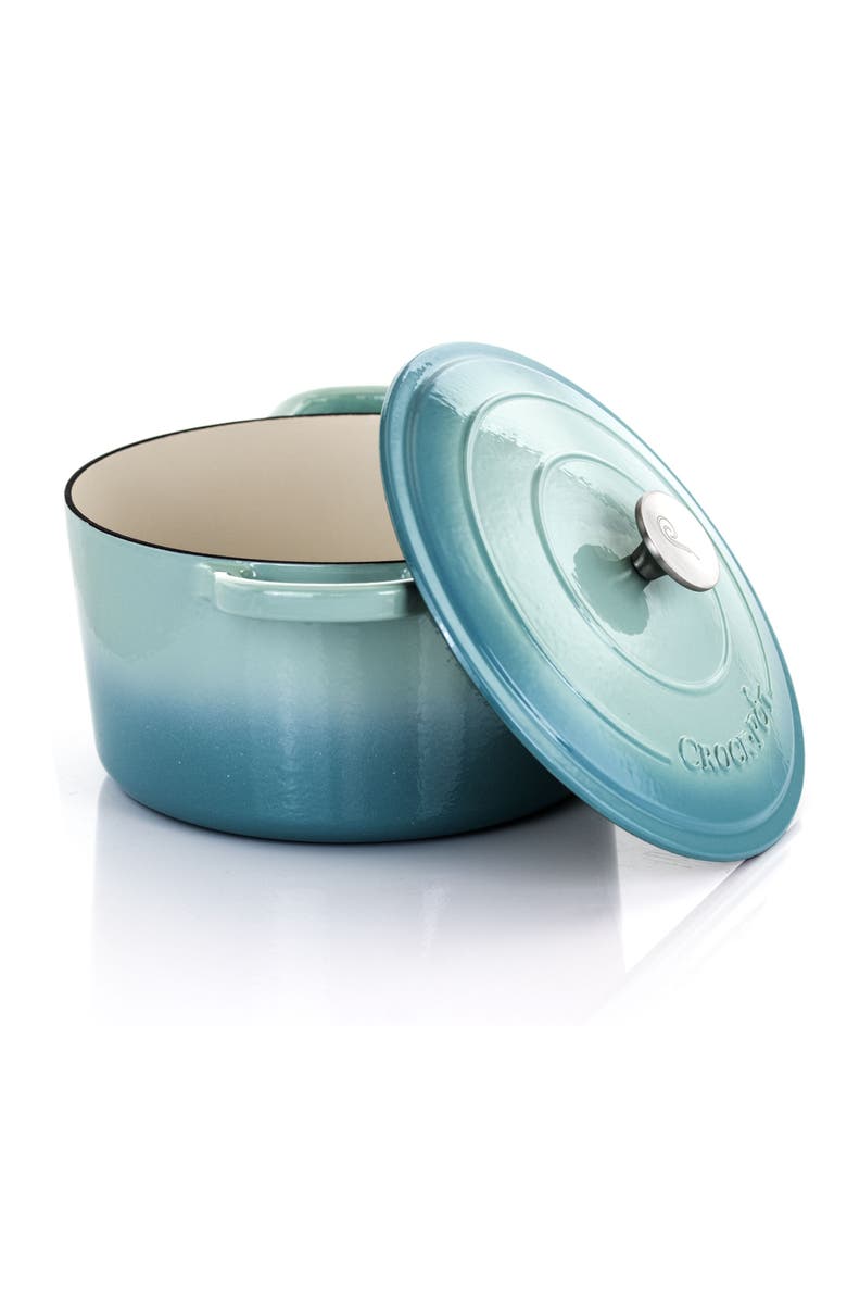 Crock-pot 2 Piece 7 Quarts Enamled Cast Iron Dutch Oven, Alternate, color, Blue