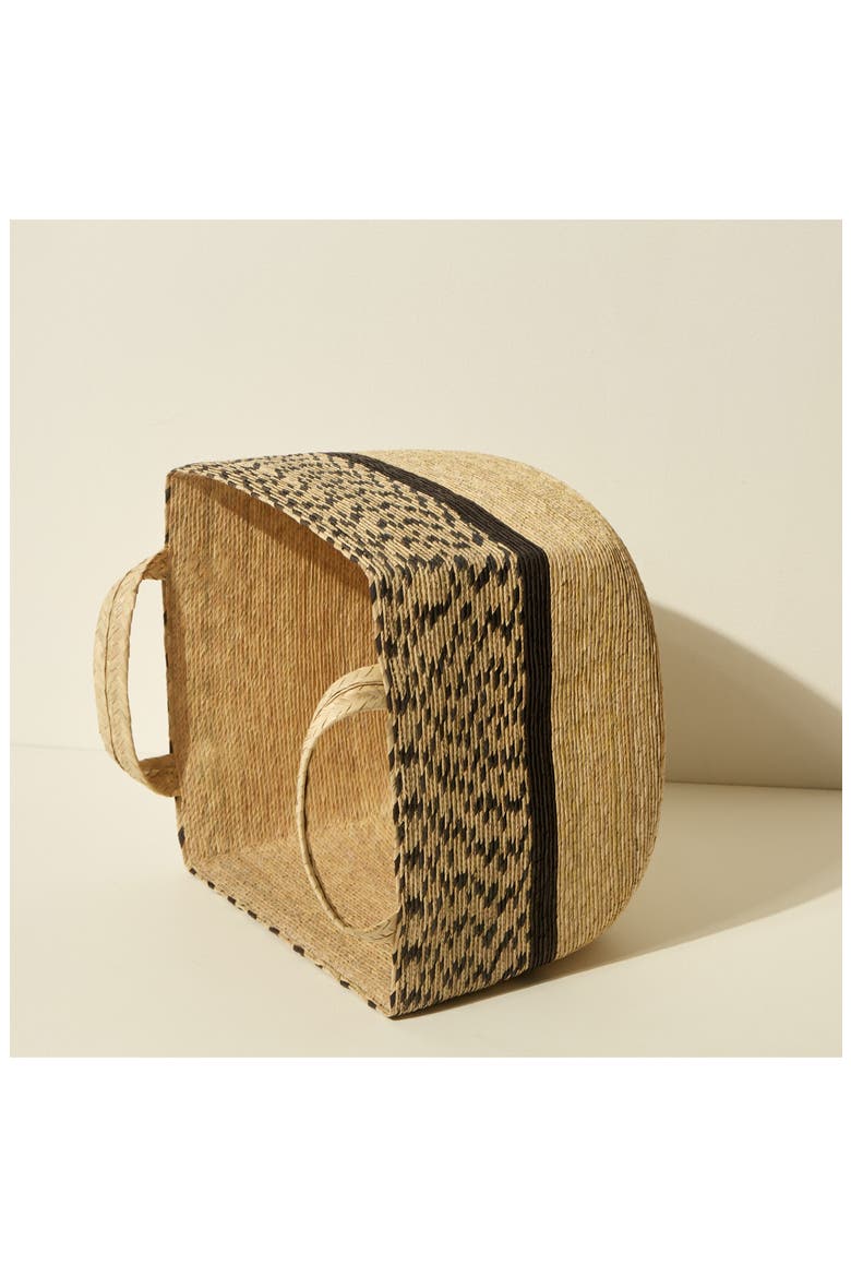x Makaua Revistero Pinto Woven Basket, Alternate, color, BLACK / NATURAL