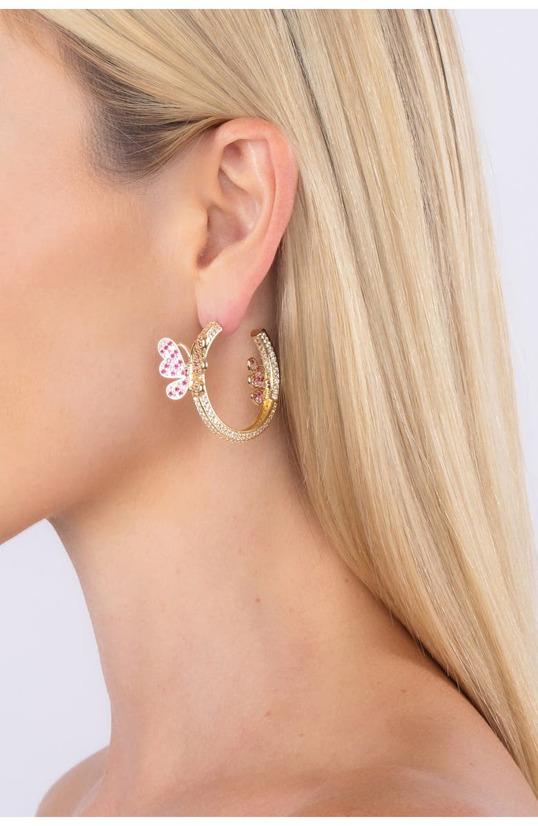 EYE CANDY LOS ANGELES Mia CZ Butterfly Hoop Earrings, Alternate, color, Gold