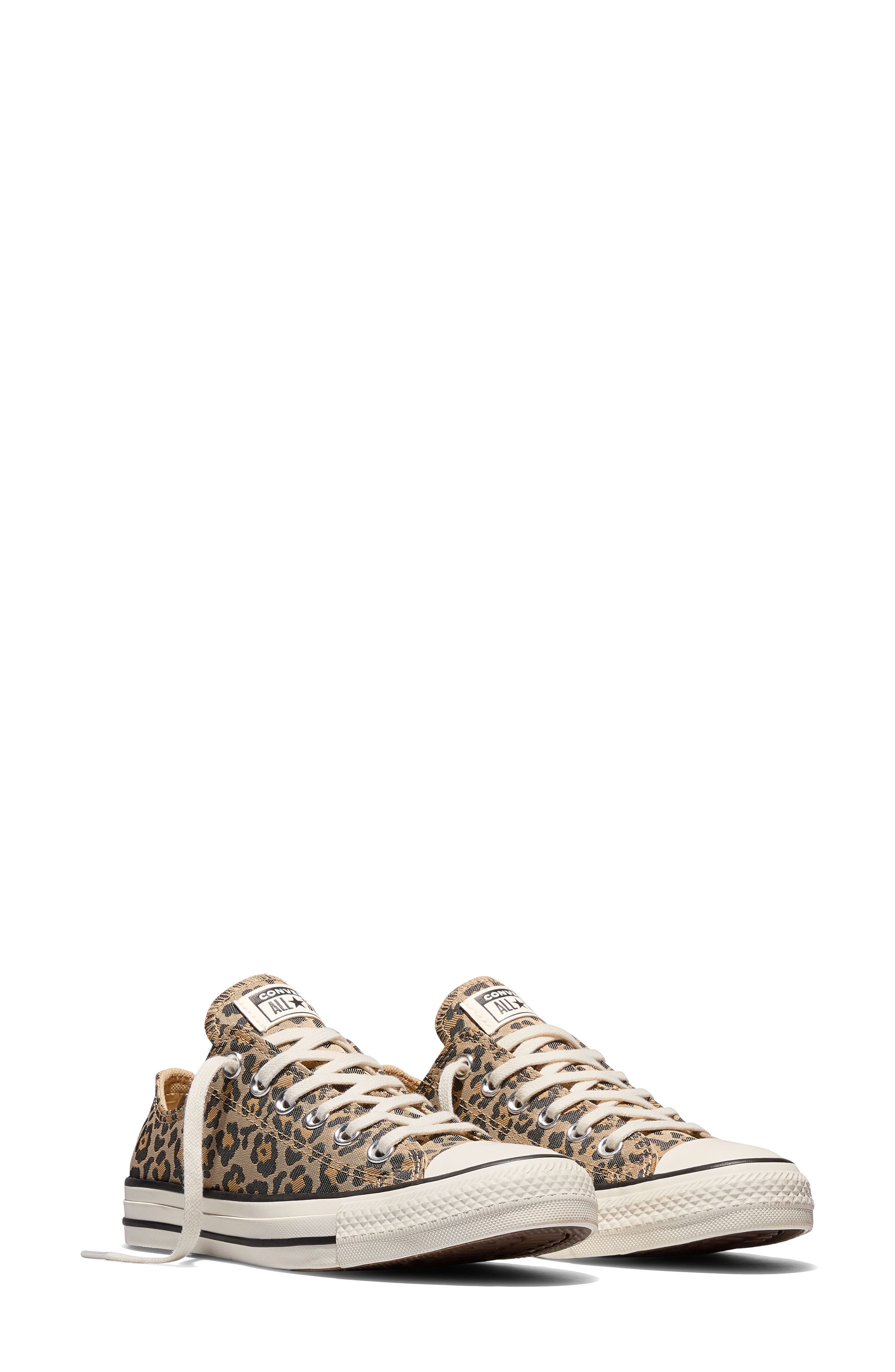 Chuck Taylor All Star Leopard Low Top Sneaker, Alternate, color, EGRET/ BLACK/ HONEY STICK