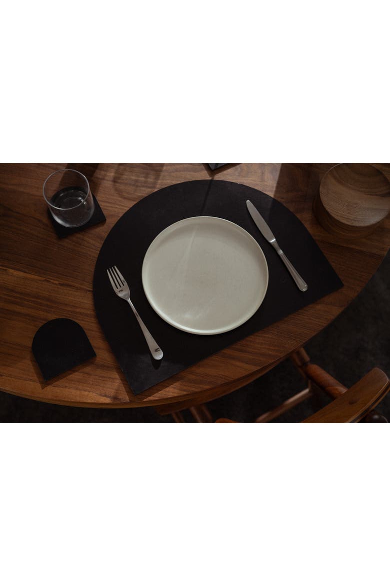 Arch Placemat Pair, Alternate, color, Black Leather