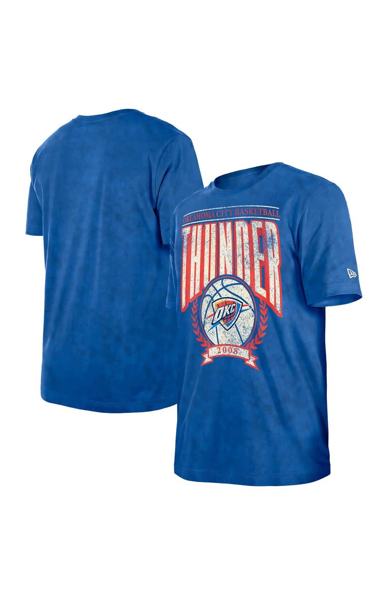 New Era Men's New Era  Blue Oklahoma City Thunder Hardwood Classics Oversized Boxy Mineral Wash T-Shirt, Main, color, 