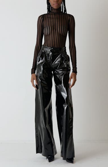 LaQuan Smith Illusion Stripe Turtleneck Bodysuit | Nordstrom