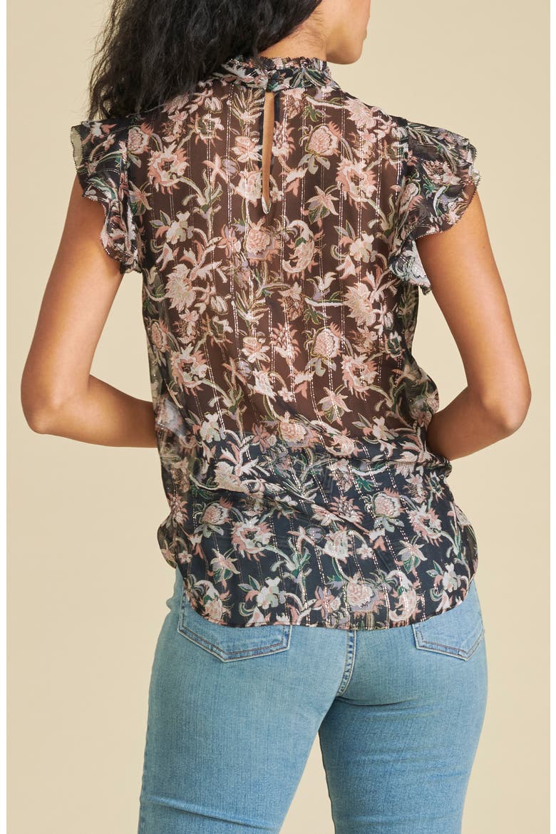 Luciana Silk Blend Blouse, Alternate, color, BLACK MULTI
