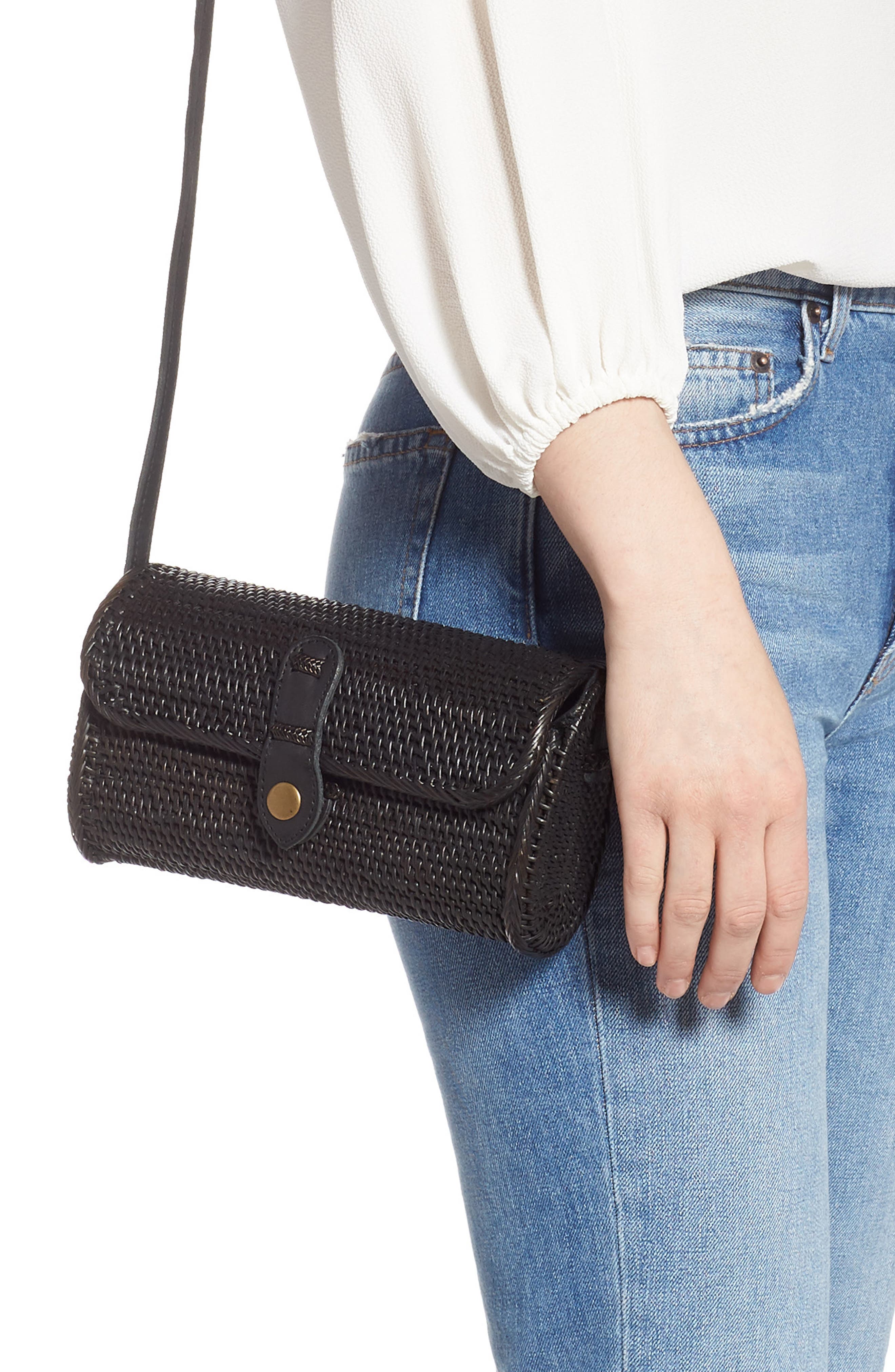 Street Level Woven Rattan Box Crossbody Bag, Alternate, color, 