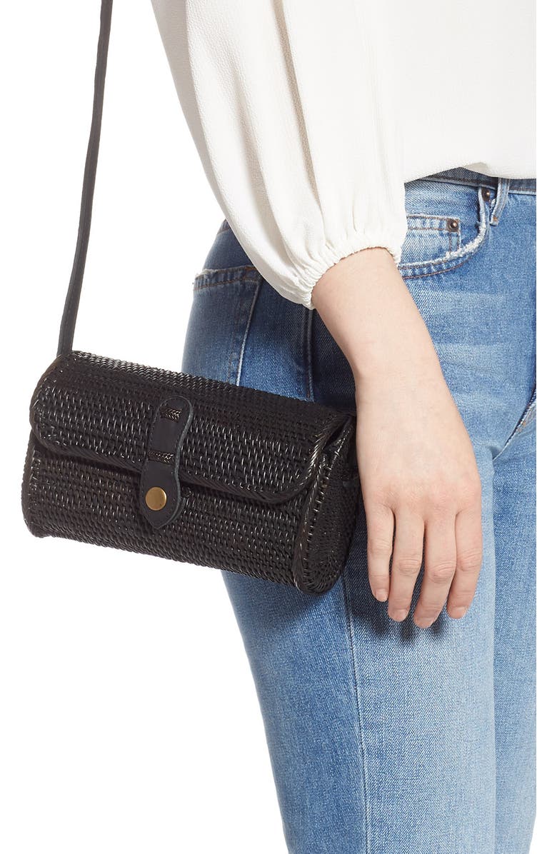 Street Level Woven Rattan Box Crossbody Bag, Alternate, color,