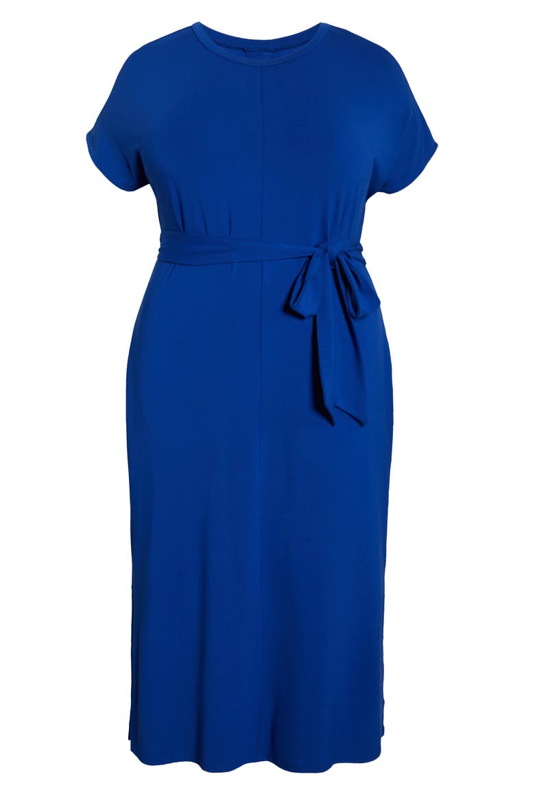 Divine Tie Belt Jersey T-Shirt Dress, Alternate, color, ULTRAMARINE