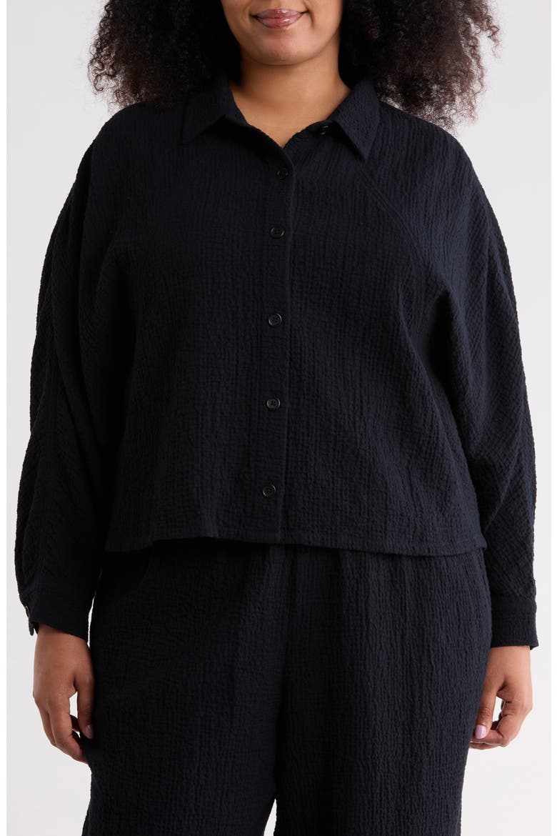 Classic Collar Stretch Organic Cotton Jacket, Alternate, color, BLACK