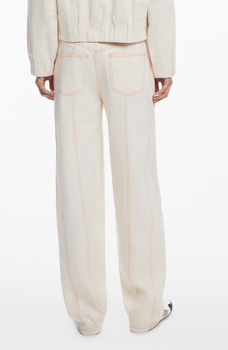 Desigual Topstitch Detail Stretch Cotton Pants, Alternate, color, Light Beige