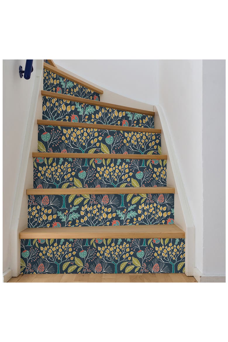 Groovy Garden Navy Peel & Stick Wallpaper, Alternate, color, MULTICOLOR