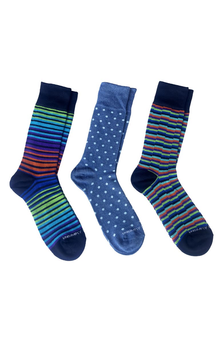 UNSIMPLY STITCHED Assorted 3-Pack Crew Socks, Main, color, Multi Color