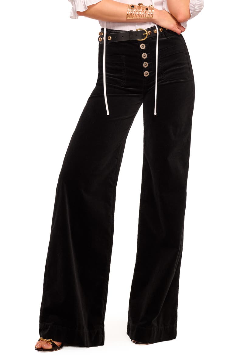 Ramy Brook Cindy Velvet Wide Leg Pants, Alternate, color, Black Velvet