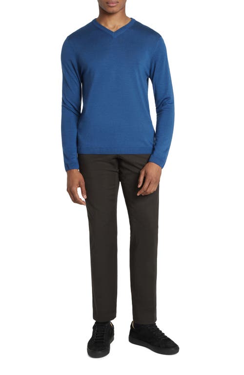 Jack Victor Ramezay Wool Blend V-neck Sweater In Blue